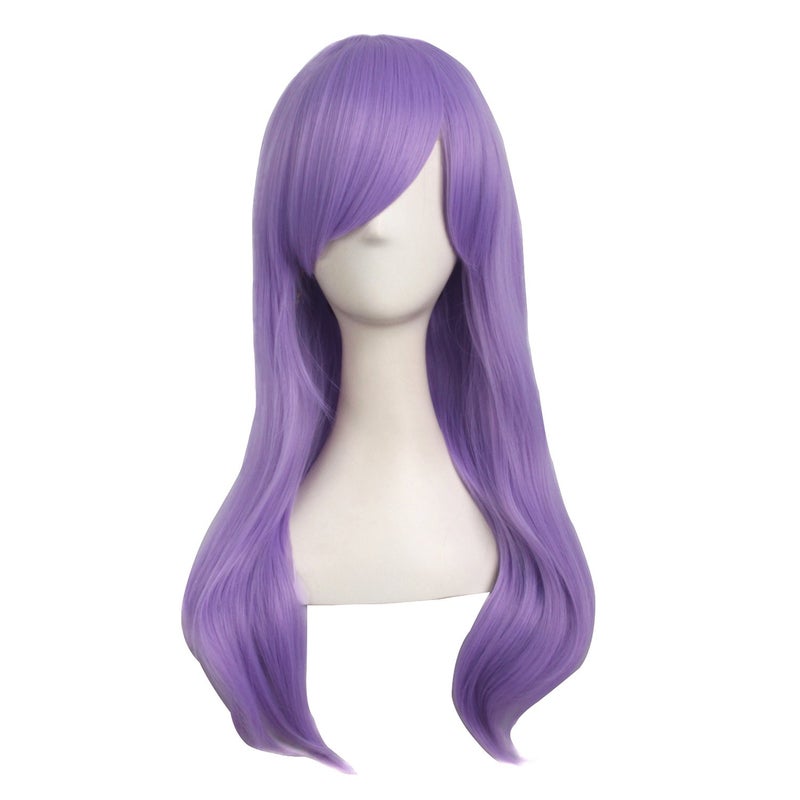 MapofBeauty 24 Inch/60cm Side Bangs Stylish Long Great Wavy Curly Cosplay Party Wig (Light Purple) - Image 1